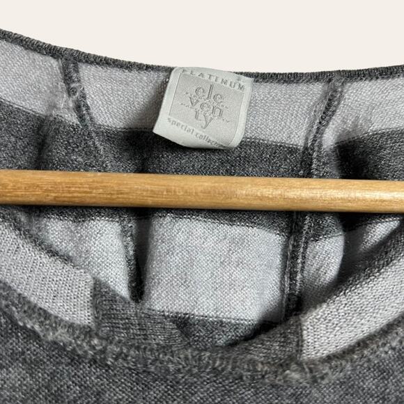 Eleventy Italian Cashmere Gray Striped Hoodie Pullover Sweater Size Small - Picture 5 of 6